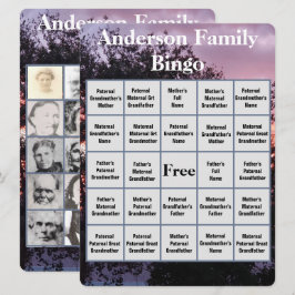 Bingokarte der Familie mit rosa Lila Foto