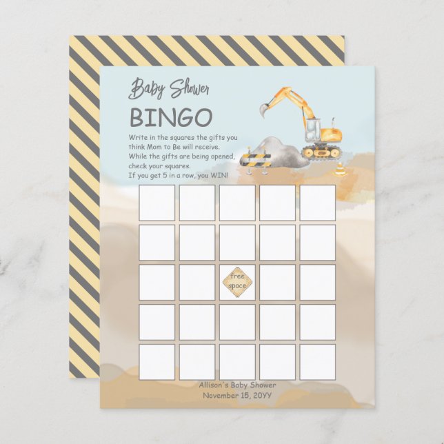 Bingokarte für Bingo-Bingo-Buggy (Vorne/Hinten)