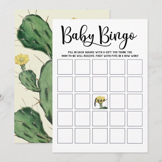 Bingokarte für die Babydusche Einladung (Vorne/Hinten)