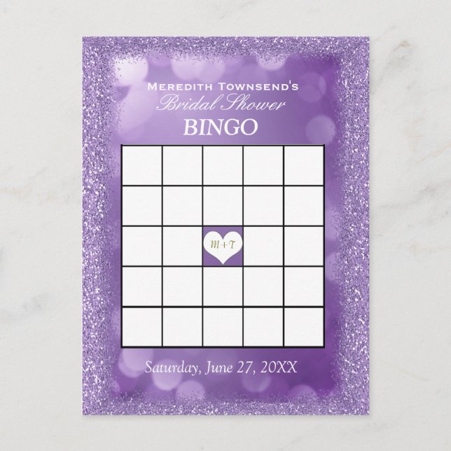 Bingokarte | Lavender Lights Einladungspostkarte (Vorderseite)