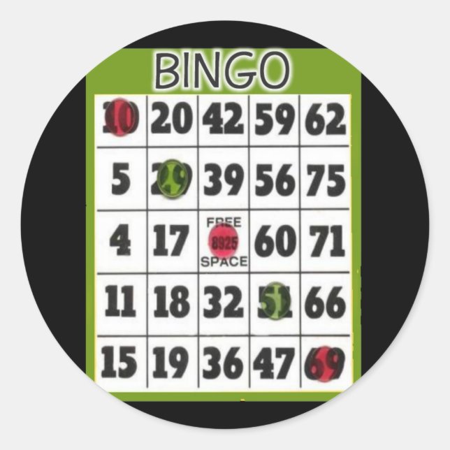 Bingokarte Runder Aufkleber (Vorderseite)