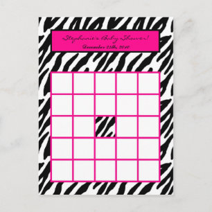 Bingokarte schreiben Hot Pink Zebra drucken Einladungspostkarte