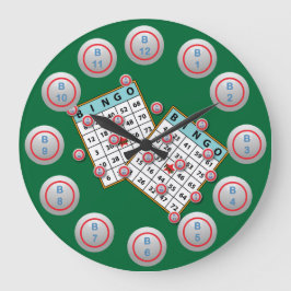 Bingokarte und Balls Große Wanduhr