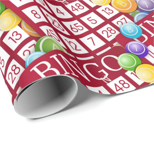Bingokarte und Bingokorbälle Großdrucke Geschenkpapier (Rolleneckpunkt)