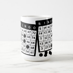 Bingokarten Chips Spielkunstdarstellung Kaffeetasse
