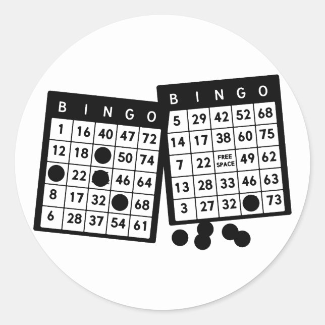 Bingokarten Chips Spielkunstdarstellung Runder Aufkleber (Vorderseite)