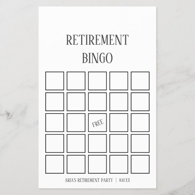 Bingokarten für Minimalistische Altersversorgung Flyer (Vorne)