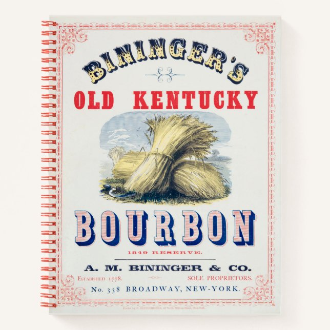 Bininger's Old Kentucky Bourbon 1849 Reserve. Notizbuch (Vorderseite)