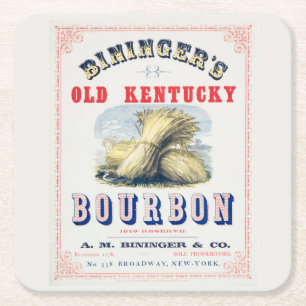 Bininger's Old Kentucky Bourbon 1849 Reserve. Rechteckiger Pappuntersetzer