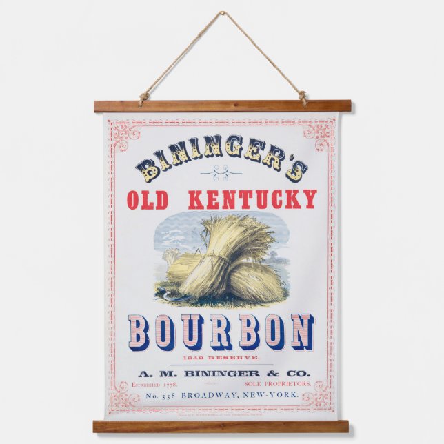 Bininger's Old Kentucky Bourbon 1849 Reserve. Wandteppich Mit Holzrahmen (Vorderseite)