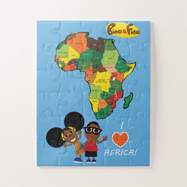 Bino und Fino I Liebe Afrika Jigsaw Puzzle Blue (Vertikal)