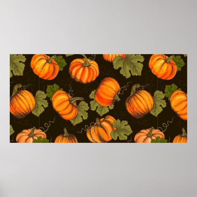 Bio Agrargemüse nahtlos mit orangefarbenem Poster (Vorne)