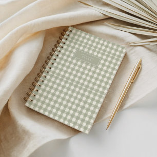 Bio-Aquarell Grün Tartan Gingham Karo Notizbuch