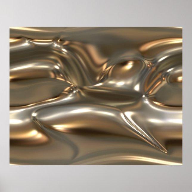 Bio Art geschmolzenes Metallblech Gold und Silber Poster (Vorne)