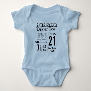 Bio Baby Boy Birth Record Lil' Man Mustache Strampler