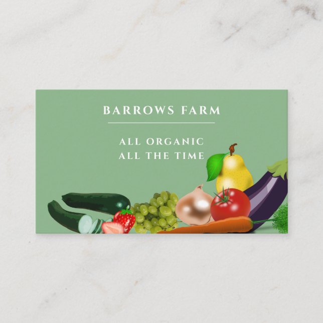 Bio Bauernhof Frisch gepflückte Veggies Visitenkarte (Vorderseite)