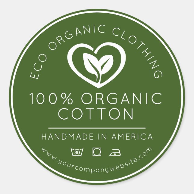 Bio Blätter aus Baumwolle in einem herzgrünen Unte Runder Aufkleber (Vorderseite)