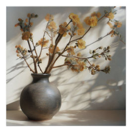 Bio Blume der Zen-Japandi-Doppelexposition Vase Poster