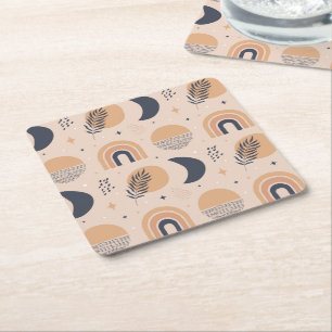 Bio Boho Pattern Rechteckiger Pappuntersetzer