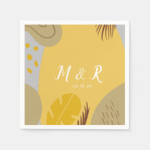 Bio Collage Monstera Wedding Earth Tone Yellow
