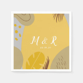Bio Collage Monstera Wedding Earth Tone Yellow Serviette