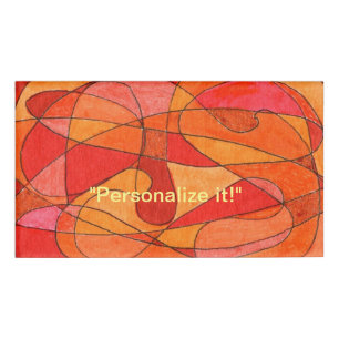 Bio Design in Rot, Orange und Rosa Namenschild