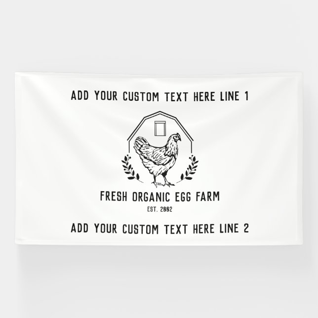 Bio Eierhof Rustikales Hühnchen Banner (Horizontal)