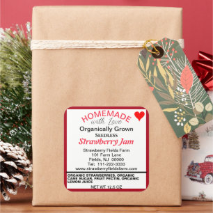 Bio Erdbeername Quadratischer Aufkleber