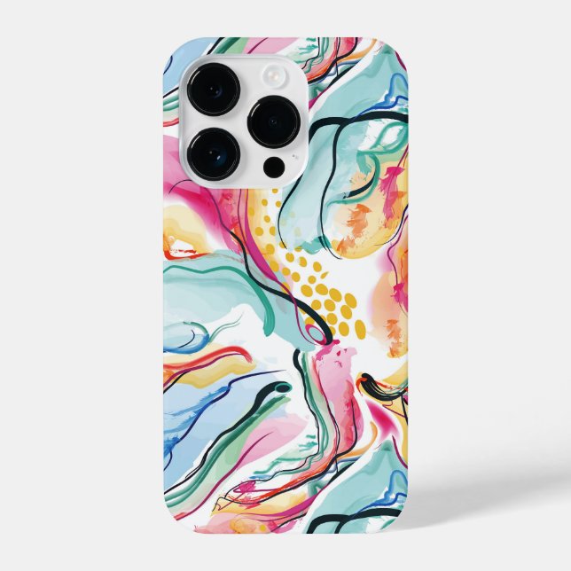 Bio Federstruktur mit fließenden Wellenformen iPhone 14 Pro Hülle (Rückseite)
