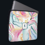 Bio Federstruktur mit fließenden Wellenformen Laptopschutzhülle<br><div class="desc">Frühlingsfarben,  Bio Textur mit fließenden,  gewellten Linien,  nahtloses Muster. Optionales Monogramm.</div>