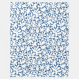 Bio Formen Abstrakt 240822 - White on Indigo Fleecedecke