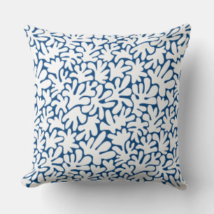Bio Formen Abstrakt 240822 - White on Indigo Kissen