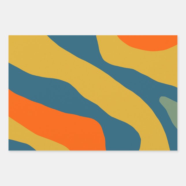 Bio Formulare Boho Muster Mustard Orange Blue Geschenkpapier Set (Vorderseite)