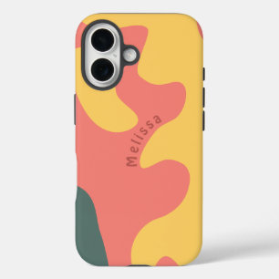 Bio geformter rosa Korallengrün Personalisierter N iPhone 16 Hülle