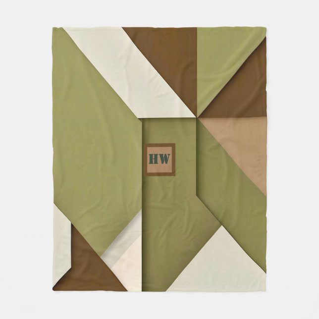 Bio geometrisches Monogramm Fleecedecke (Vorderseite)