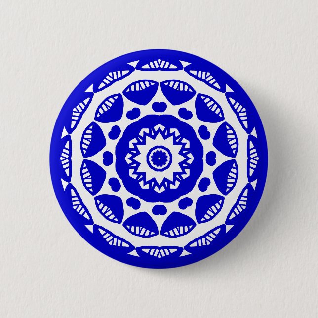 Bio Geometry 010 - Royal Blue on White Button (Vorderseite)