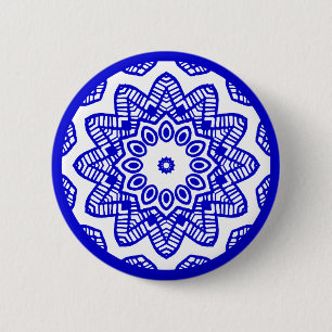 Bio Geometry 012 - Royal Blue on White Button