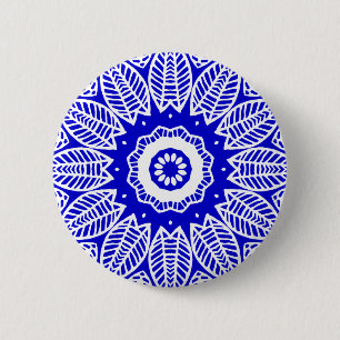 Bio Geometry 017 - White on Royal Blue Button