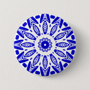 Bio Geometry 018 - Royal Blue on White Button