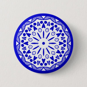 Bio Geometry 019 - Royal Blue on White Button