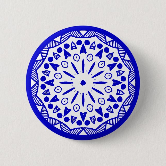 Bio Geometry 019 - Royal Blue on White Button (Vorderseite)