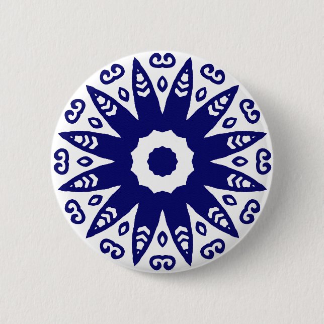Bio Geometry 01 - TiefenMarine auf Weiß Button (Vorderseite)