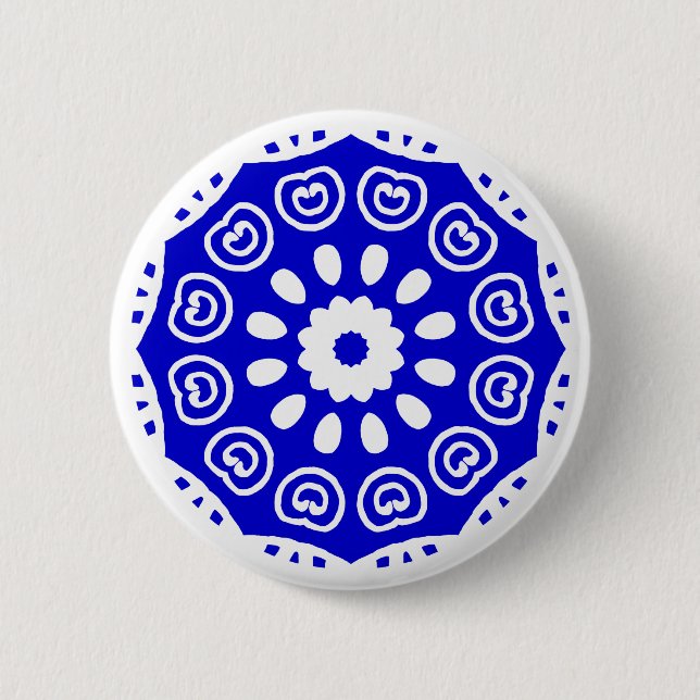 Bio Geometry 05 - White and Royal Blue Button (Vorderseite)