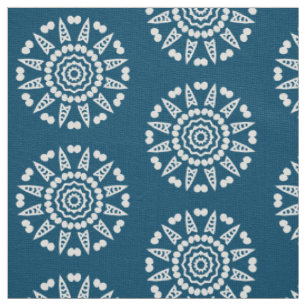 Bio Geometry 08 - White on Blue 00486b Stoff