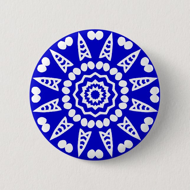 Bio Geometry 08 - White on Royal Blue Button (Vorderseite)