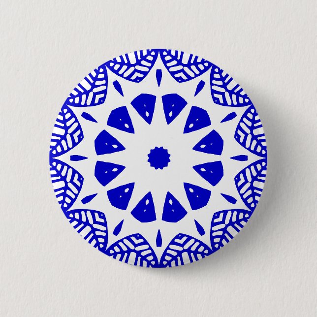 Bio Geometry 09 - Royal Blue on White Button (Vorderseite)