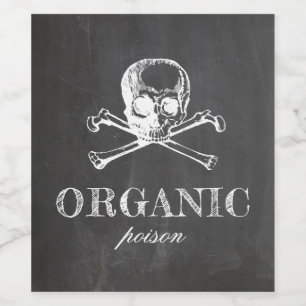 Bio Gift. Chalkboard-Halloween-Party. Totenkopf Weinetikett