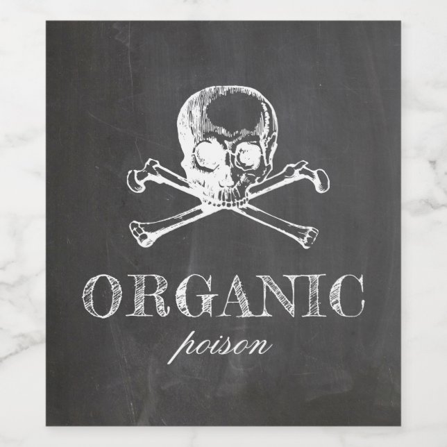 Bio Gift. Chalkboard-Halloween-Party. Totenkopf Weinetikett (Einzelnes Label)