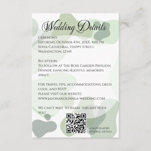 Bio Greenery Geometric Abstrakt Wedding Begleitkarte (Vorderseite)
