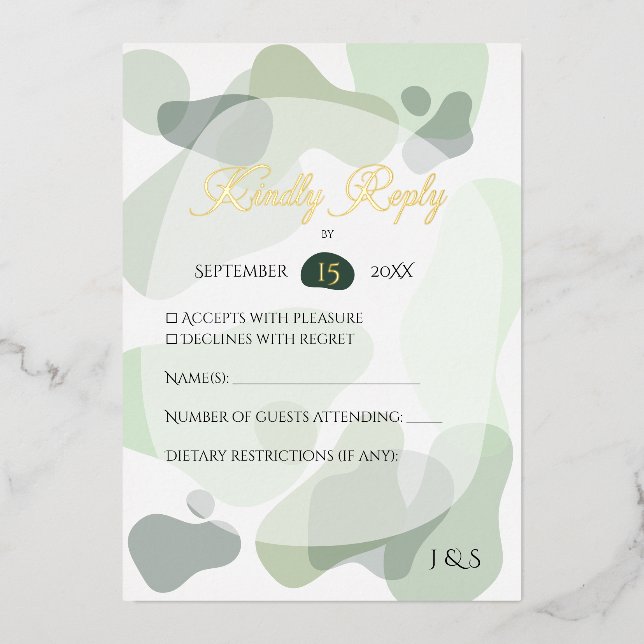 Bio Greenery Geometric Abstrakt Wedding Folieneinladung (Vorderseite)